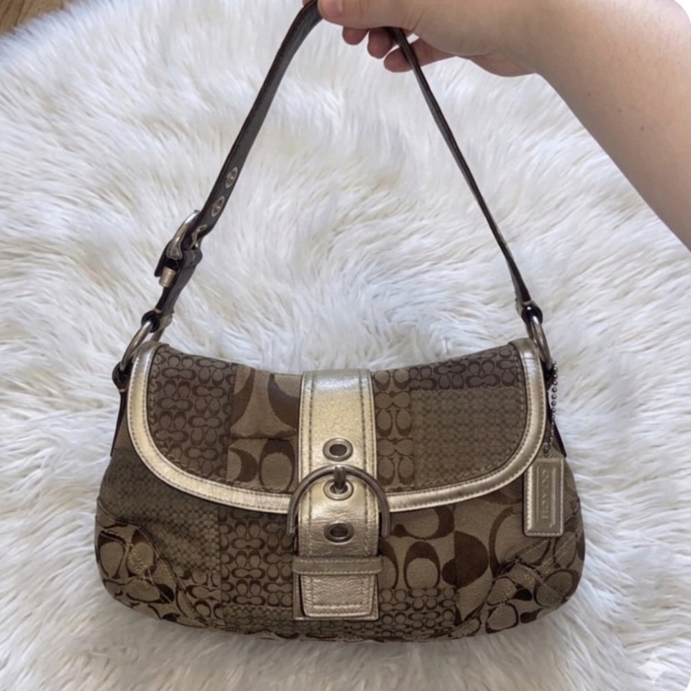 RARE Y2K COACH SOHO SIGNATURE MINI C JACQUARD BUCKLE SHOULDER BAG F0671-F12316